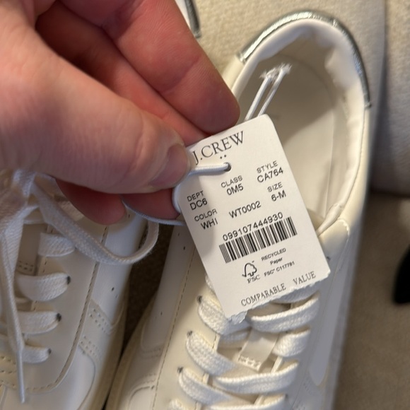 J. Crew Factory City tour sneakers in White/Silver metallic - Picture 3 of 8